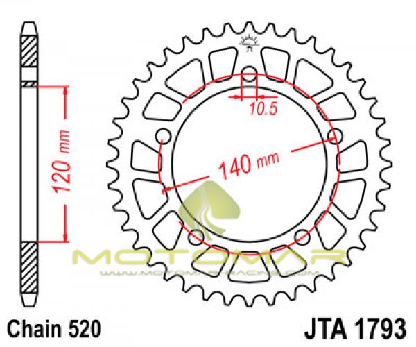 CORONA JT 1793 DE ALUMINIO CON 43 DIENTES