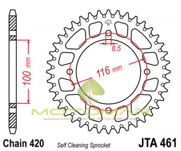 CORONA JT 461 DE ALUMINIO CON 52 DIENTES