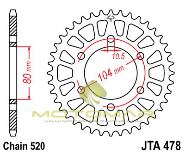 CORONA JT 478 DE ALUMINIO CON 43 DIENTES