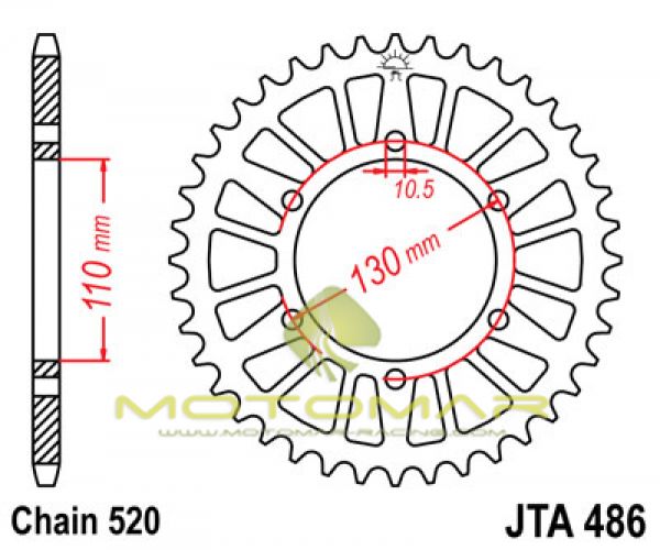 CORONA JT 486 DE ALUMINIO CON 46 DIENTES