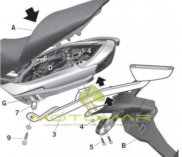 FIJACCION TOP SHAD KAWASAKI ER - 6N 09