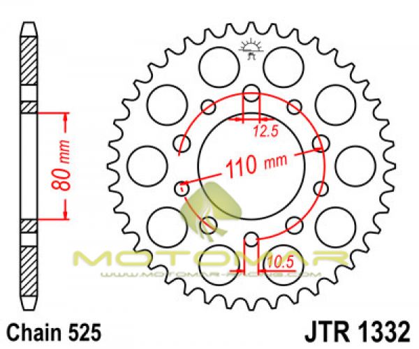 CORONA JT 1332 DE ZINC NEGRO CON 45 DIENTES