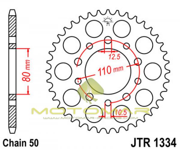 CORONA JT 1334 DE ACERO CON 34 DIENTES