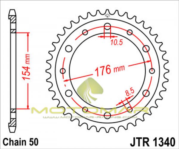 CORONA JT 1340 DE ACERO CON 43 DIENTES