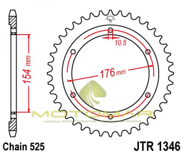 CORONA JT 1346 DE ACERO CON 43 DIENTES