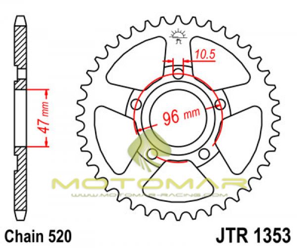 CORONA JT 1353 DE ACERO CON 40 DIENTES