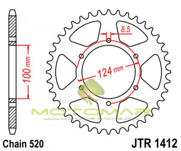 CORONA JT 1412 DE ACERO CON 37 DIENTES