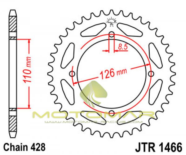 CORONA JT 1466 DE ACERO CON 44 DIENTES