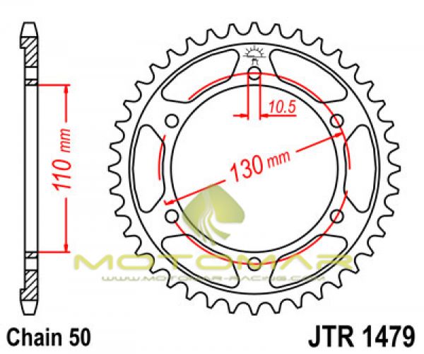 CORONA JT 1479 DE ZINC NEGRO CON 42 DIENTES