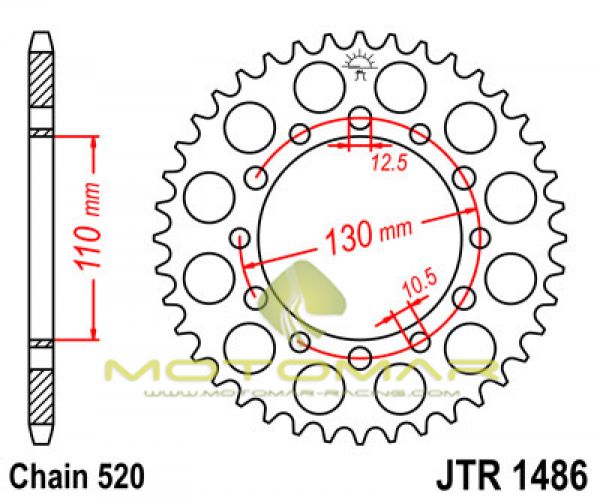 CORONA JT 1486 DE ACERO CON 40 DIENTES