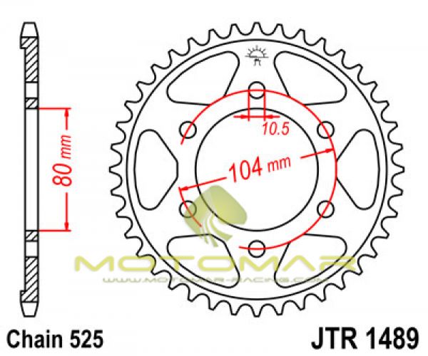 CORONA JT 1489 DE ACERO CON 39 DIENTES