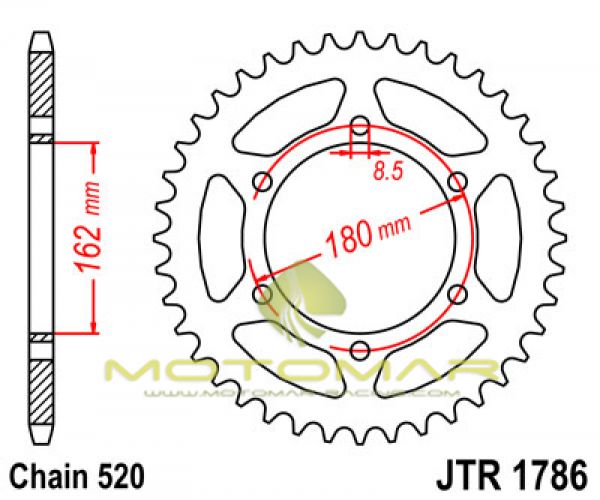 CORONA JT 1786 DE ACERO CON 52 DIENTES