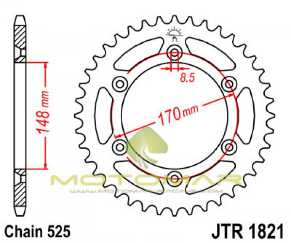 CORONA JT 1821 DE ACERO CON 47 DIENTES