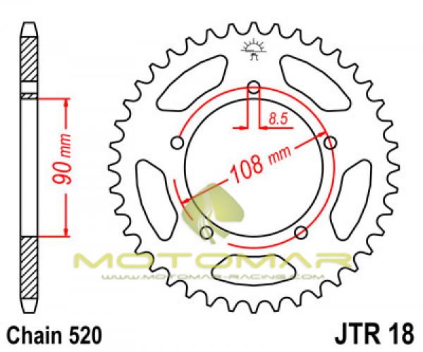 CORONA JT 18 DE ACERO CON 39 DIENTES