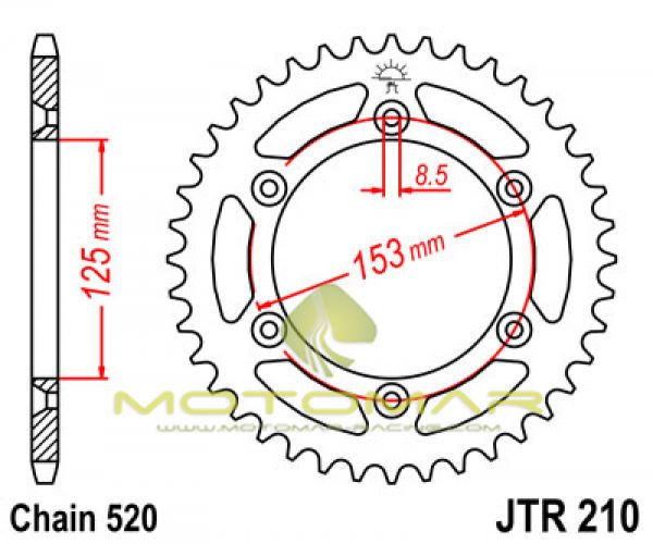 CORONA JT 210 DE ACERO CON 38 DIENTES