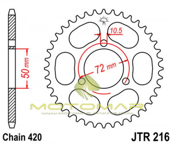 CORONA JT 216 DE ACERO CON 36 DIENTES