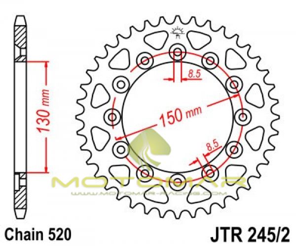 CORONA JT 245/2 DE ACERO CON 38 DIENTES