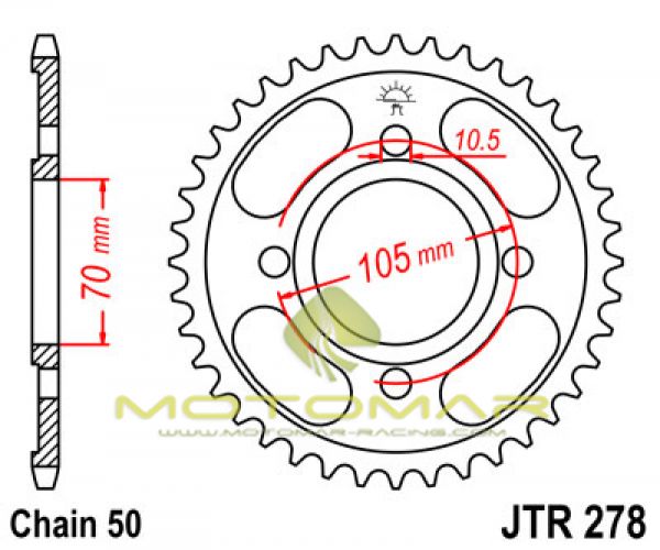 CORONA JT 278 DE ACERO CON 37 DIENTES