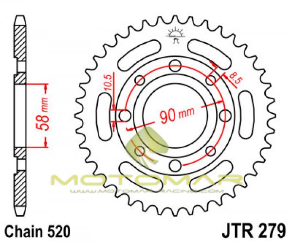 CORONA JT 279 DE ACERO CON 30 DIENTES