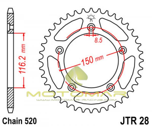 CORONA JT 28 DE ACERO CON 42 DIENTES