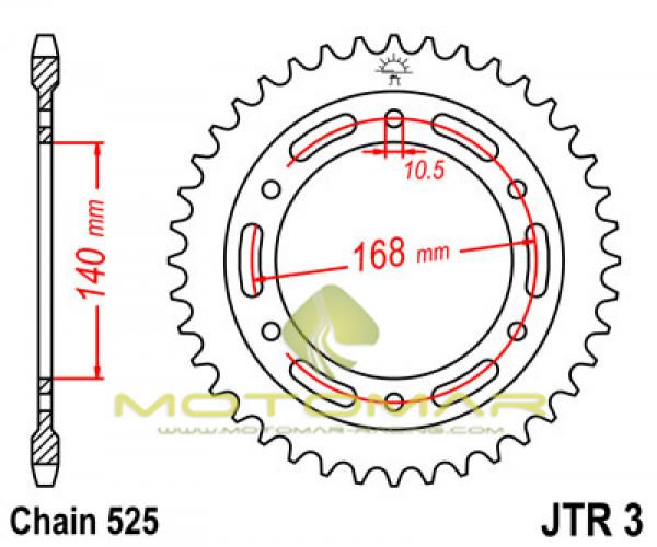 CORONA JT 3 DE ACERO CON 47 DIENTES