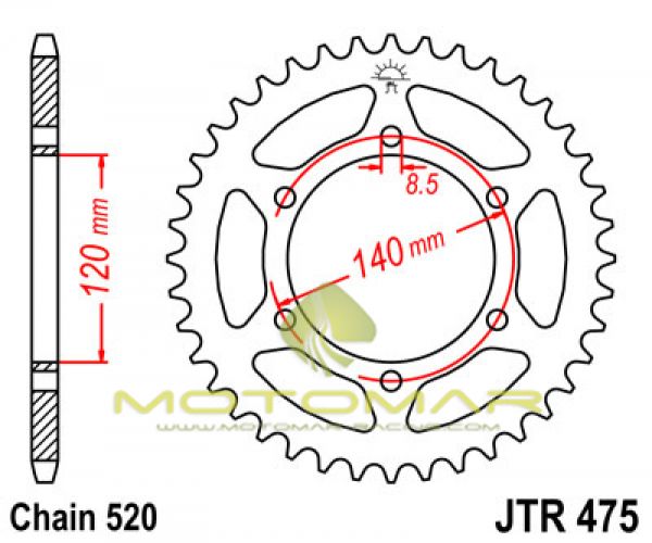 CORONA JT 475 DE ACERO CON 40 DIENTES