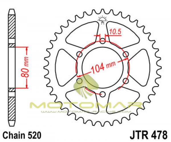 CORONA JT 478 DE ACERO CON 43 DIENTES