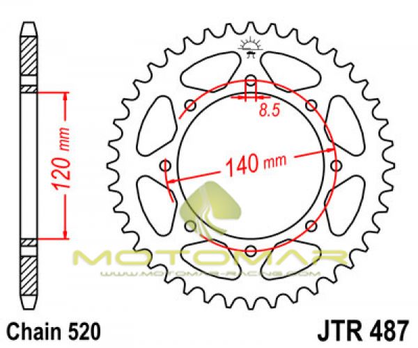 CORONA JT 487 DE ACERO CON 38 DIENTES