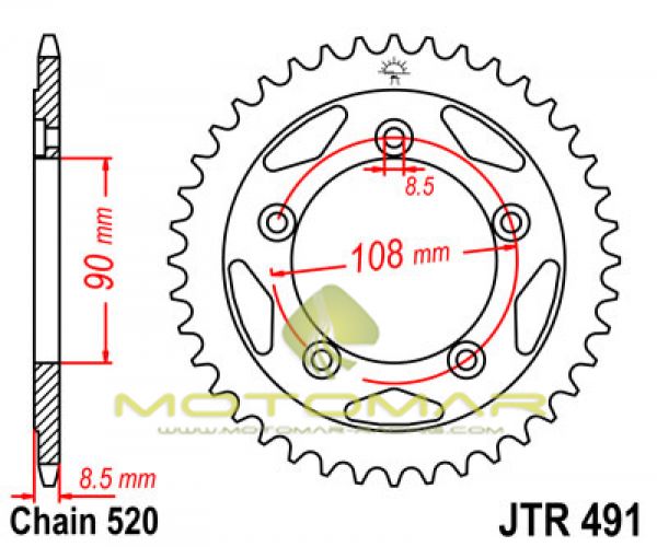 CORONA JT 491 DE ACERO CON 38 DIENTES