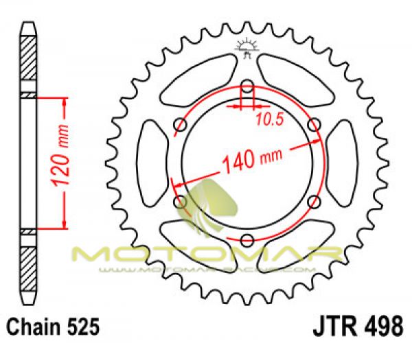 CORONA JT 498 DE ACERO CON 38 DIENTES