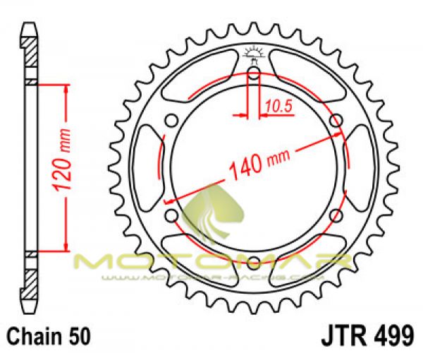 CORONA JT 499 DE ACERO CON 38 DIENTES