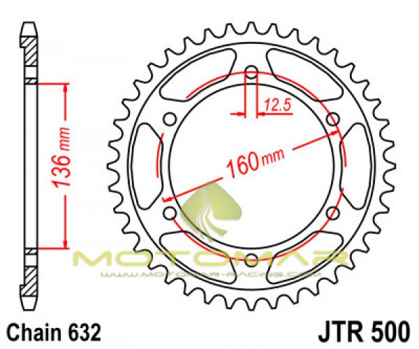 CORONA JT 500 DE ACERO CON 40 DIENTES