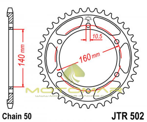 CORONA JT 502 DE ACERO CON 44 DIENTES