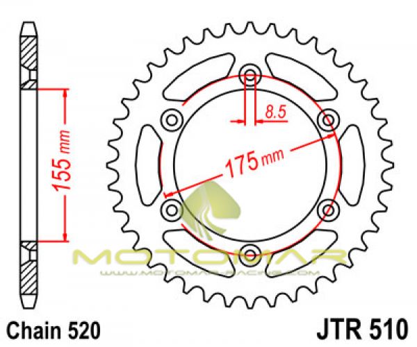 CORONA JT 510 DE ACERO CON 52 DIENTES