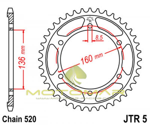 CORONA JT 5 DE ACERO CON 39 DIENTES