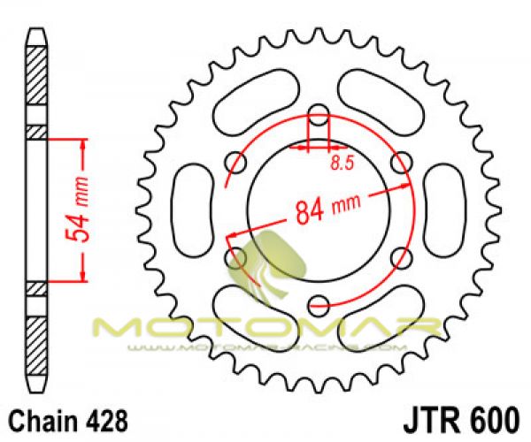 CORONA JT 600 DE ACERO CON 52 DIENTES