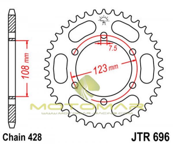 CORONA JT 696 DE ACERO CON 43 DIENTES