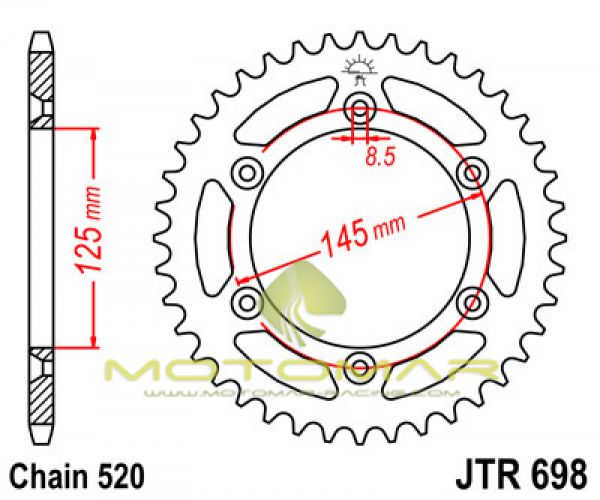 CORONA JT 698 DE ACERO CON 39 DIENTES