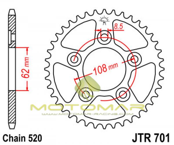 CORONA JT 701 DE ACERO CON 39 DIENTES