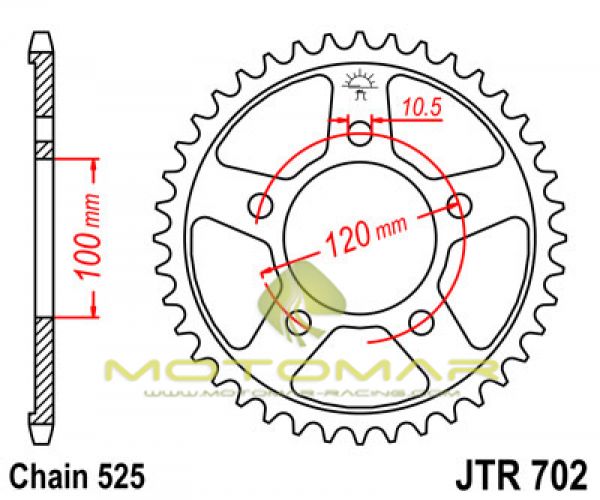 CORONA JT 702 DE ACERO CON 40 DIENTES