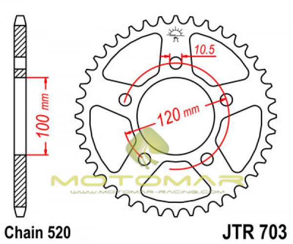 CORONA JT 703 DE ACERO CON 44 DIENTES