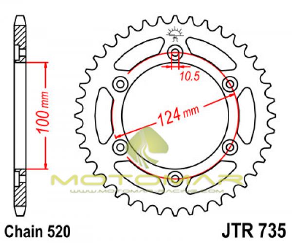 CORONA JT 735 DE ACERO CON 37 DIENTES