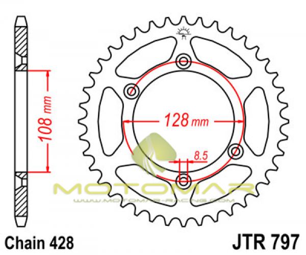 CORONA JT 797 DE ACERO CON 51 DIENTES