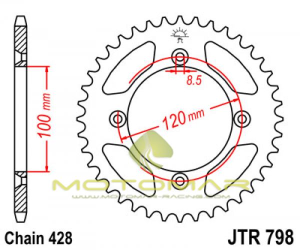 CORONA JT 798 DE ACERO CON 44 DIENTES