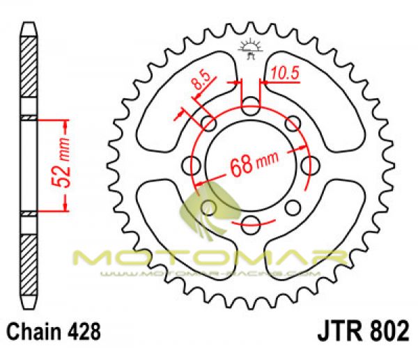 CORONA JT 802 DE ACERO CON 34 DIENTES