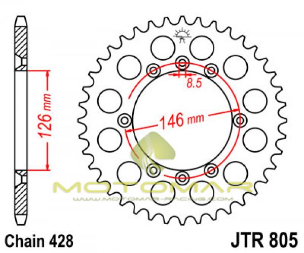 CORONA JT 805 DE ACERO CON 50 DIENTES