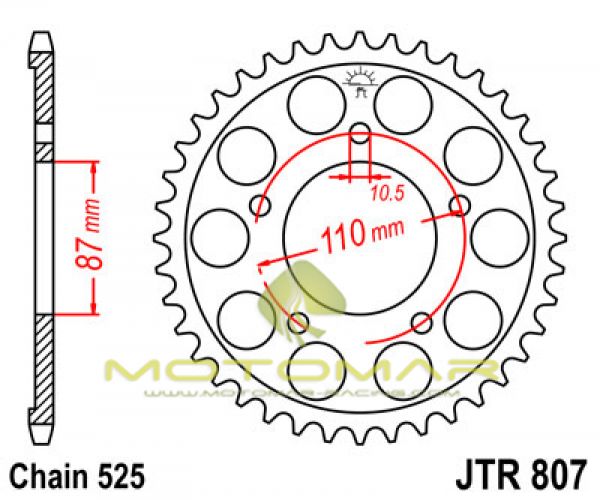 CORONA JT 807 DE ACERO CON 44 DIENTES