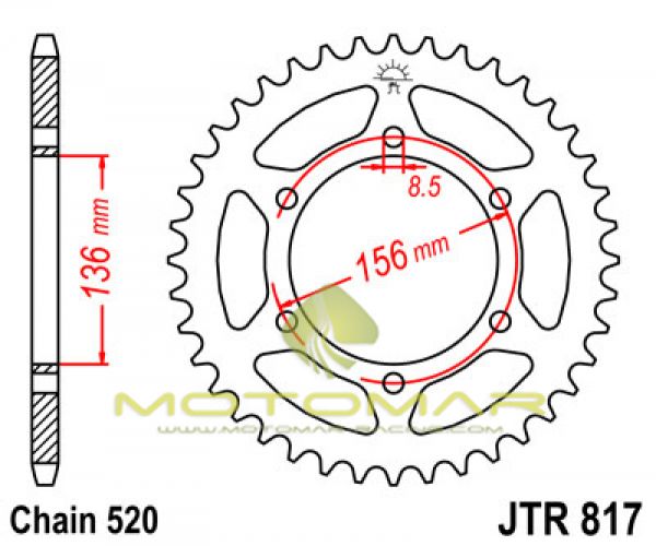 CORONA JT 817 DE ACERO CON 46 DIENTES