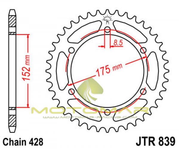 CORONA JT 839 DE ACERO CON 53 DIENTES