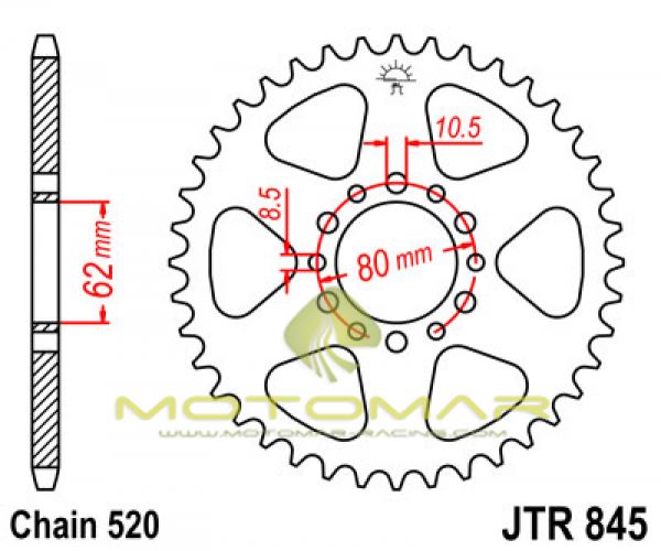 CORONA JT 845 DE ACERO CON 40 DIENTES